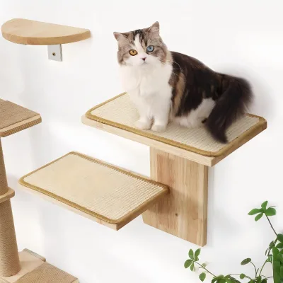 Artisan Wall-Mounted Wooden Cat Climbing Structure Multi-Layer Modern Minimalist Furniture Decorative Pet Activity Center Carton