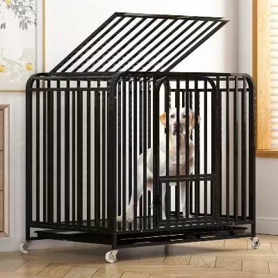 Thickened square tube dog cage wholesale, large dog iron cage, dog house, indoor pet dog kennel, large size cage