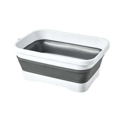 Hanging Folding Dish Washing Basin Drain Basket Kitchen Cleaning Basin Rectangular Storage Basket
