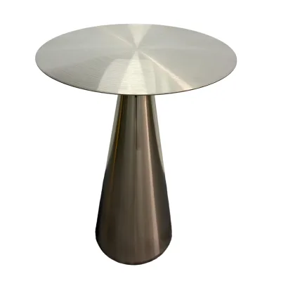 Stainless Steel Cone-Shaped Modern Light-Weight Luxury Brushed Metal Mushroom Table Outdoor Durable Water Resistant Small