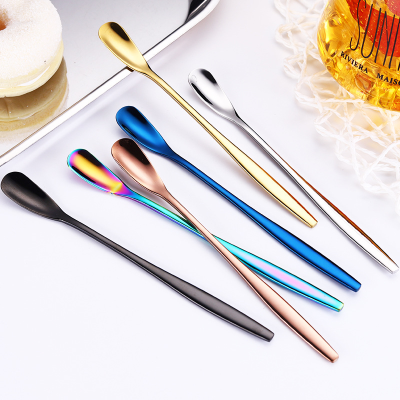 304 Stainless Steel Long Small Scoop Stirring Spoon Fantasy Ice Spoon Scoop Japanese Style Spoon