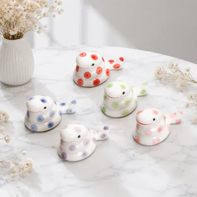 Multicolor Polka Dot Snake Ceramic Chopstick Rest Creative Tableware Ornament