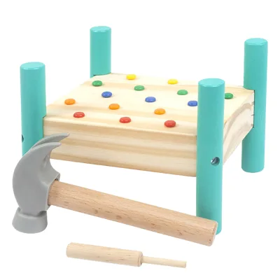 Wooden Hammering Table Children's Nail Pulling Color Cognition Baby Hand Eye Coordination Early Teaching Intelligent Hammering