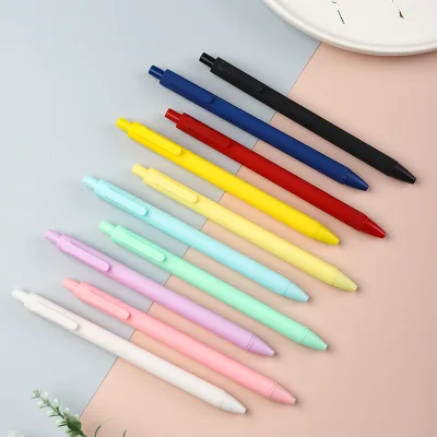 Promotional Nice Simple Stationery Writing Pen Solid Color Smooth Barrel Soft Click Push Retractable Button Ball Pen