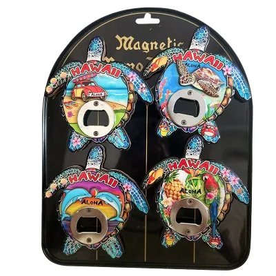 Wholesale Beach Souvenirs MDF Epoxy 3d Refrigerator Magnets Hawaii Souvenir Turtle Fridge Magnet Bottle Opener Hawaii Souvenir