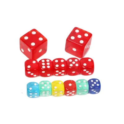 High Quality Custom Acrylic/Plastic Square 12mm Six Sided Dice with Embossed Logo Bulk Supply From China Suppliers
