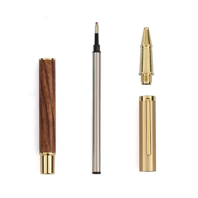 2025 Heavy Handmade Signature Pen with Black Rose Natural Wood and Brass Blue Ink 0.7mm Writing Width