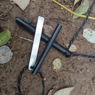 Fire Steel Flint Striker Survival Tool with Magnesium Rod for Camping Outdoor Emergency Fire Starting Kit