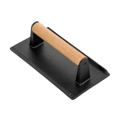 Cast Iron BBQ Meat Press Cast Iron Rectangular Burger Press Steak Weight Bacon Grill Meat Press With Wood Handle