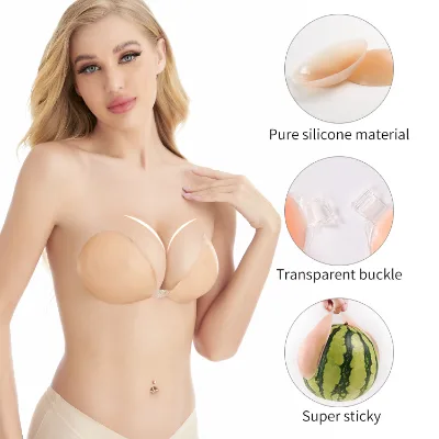 Clear Back Strap Bra Strapless Backless Push up Silicone Adhesive Bralette for Small Boobs