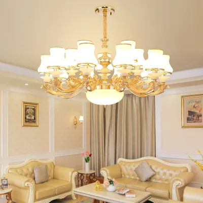 Simple Design Gold LED Adjustable Height Lifetime Warranty Living Room Dining Room Hotel Room Warm Light European Chandelier