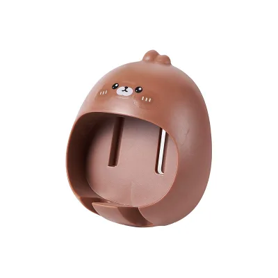 Cartoon Toothbrush Holder Wall Mounted Perforated PP Plastic Detachable Design Glossy Finish Bathroom Storage Rack