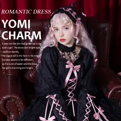 Anime Clothes Fresh and Sweet Lolita Dress StyleHalf Open Collar Maid Uniform Bowknot Pelucas De Anime Cosplay Costume