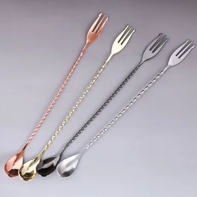 Stainless Steel Cocktail Stirring Spoon Long Handle Bar Mixing Spoon for Drink Mixing Bar Accessories