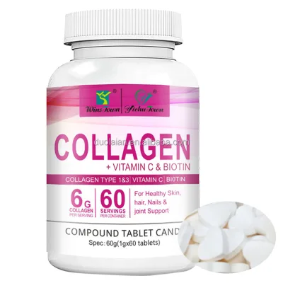 Dietary Supplement Collagen Vitamin C Tablets Healthy Natural Organic Beauty Collagen Pills Collagen Tablets for Skin