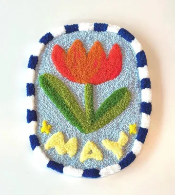DIY Tulips Punch Needle Coasters Kit, Handmade Sewing Craft Gifts Toys for Kids Girls Adults