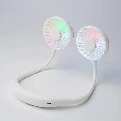 Fashion Stylish Travel Portable Neck Fan Usb Personal Mini Lazy Person Fan 360 Degree Rotation Cooling Wearable Fan for Summer