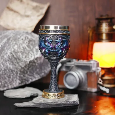 Western Retro Dragon Totem Stainless Steel Wine/cocktail Glass Distinctive Niche High-aesthetic Three-dimensional Foot 101-200ml
