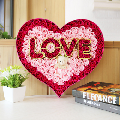 AYOYO Heart Shape Romantic Forever Love Rose Gift Box With Bear Valentines Day Gift 2025 Saint Valentin Decorative Flowers