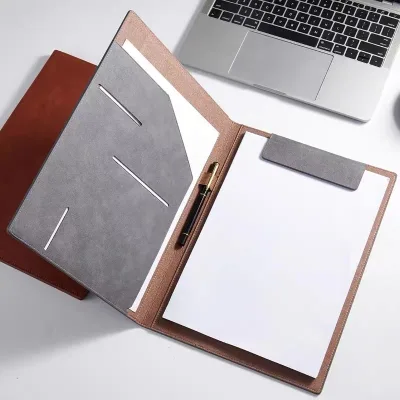 Wholesale Custom Folding Clipboard A4 Notebook Organizer Leather Notepad Holder Refillable Document Folder