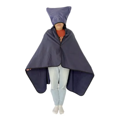 Warm Comfortable Polyester Outdoor Waterproof Wearable Hooded Poncho Blankets for Travel