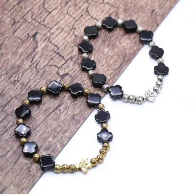 catholic black agate bracelets religious peace medal bracelets