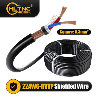 22AWG RVVP Shielded Cable 0.3mm² 80% Braid Tinned Copper Flexible Control for RS485 Automation System 300V for Stepper Motor
