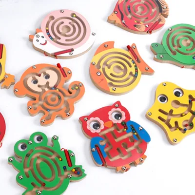Creative Wooden Magnetic Maze Bead Maze, Early Educational Toy for Kids to Train Concentration & Thinking Skills