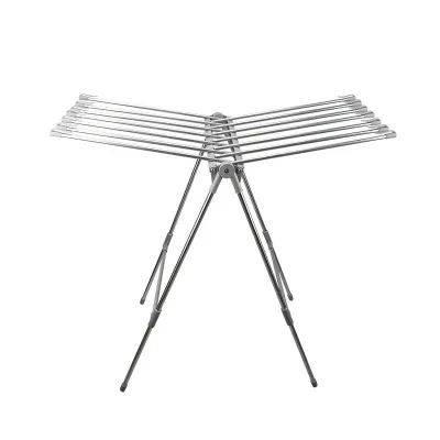 Wholesale Portable Stainless Steel Swan-wing Laundry Drying Rack Space-saving Foldable Standing Type Bathroom Living Room