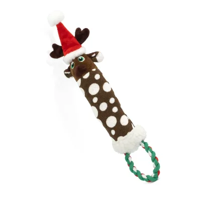 Training Bite Christmas Plush Dog Toy Supplier Soft Squeaky Interactive No Stuffing Dog Tug Toy