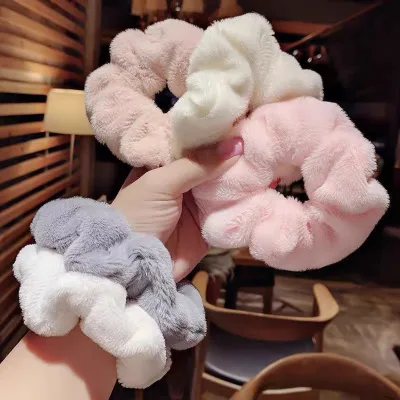 AITONGSoft Velvet Furry Hair Scrunchies Sweet Party Style Elastic Ponytail Holders for Women & Girls