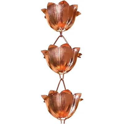 5pcs Collect Water Lotus Shaped Cups Rain Chain Gutter Metal Trendy Decor Rain Chains Set for Outdoor Home Garden Patio