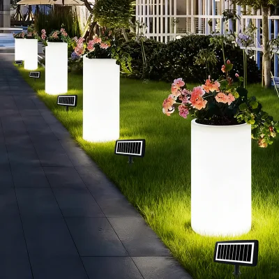 Giant Solar Flower Pots LED Lights IP65 Waterproof Remote Control Rechargeable Garden Outdoor Landscaping Backyard Villa Lawn