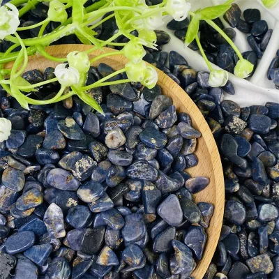 Natural high quality healing sapphire corundum crystal gravel chip polished blue crystal tumbled stone for meditation decoration