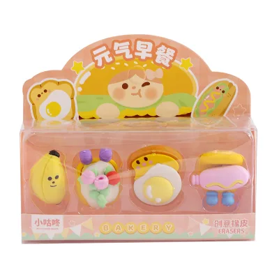 Lovely Vitality Breakfast Dessert Eraser Box Set TPR and Rubber Pencil Erasers for School Stationery and Promotional Gifts