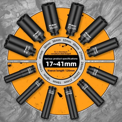Hi-Spec 1/2 Pneumatic Electric Sleeve 19/27/36/38/41mm CRV Impact Socket Set for Truck & Car Repair OEM ODM