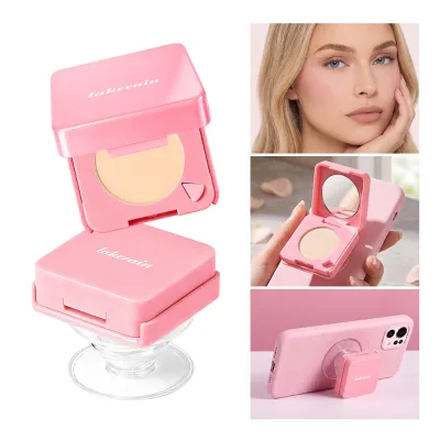 Lakerain Mineral Mini Pressed Setting Powder Matte Finish Fine Texture Oil-Control Blurring Concealer Portable Compact Built-in