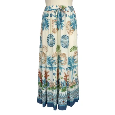 Customized Summer Casual Floral Printed Women's Skirt Waist Decorative Tie OEM ODM Fashion Half Skirt