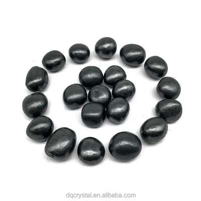 Wholesale Polished Round Stone Shungite Tumbled Stone Natural Shungite Gravels Crystal Tumbled Healing Bulk Tumbles for Sale