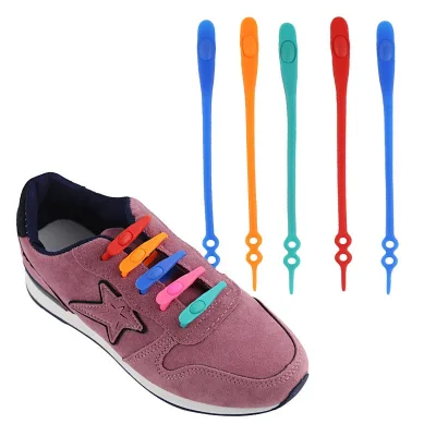 Professional Factory Manufacture Universal Tie Free Round Toe Double Hole Elastic Lazy Shoe Laces Silicone Sneaker Laces