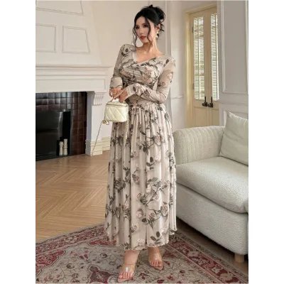 Modern Floral Check 2-Piece Women's Casual Style Skirt Set Comfortable Fit Tops & Short Length for Autumn