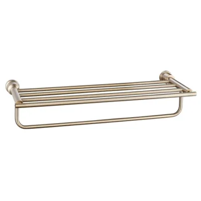 Modern Wall Mount Stainless Steel Bathroom Double Layer Storage Shelf Brushed Gold Round Base for Home Commercial Bathroom Use