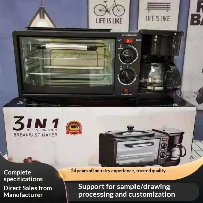 3-in-1 Breakfast Maker 1100W with Frying, Baking & Coffee Compact Home Kitchen Appliance for Cross-Border Sellers Multi-Function