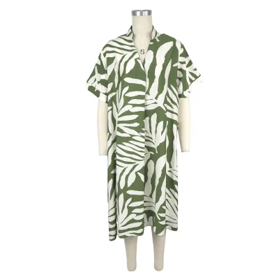 Direct Factory Casual Dresses Customised Eco-Friendly Printed Dresses with Natural Waistline Woven Digital Printing