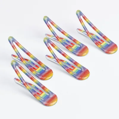 Customized Gradient Color Metal Hair Clip in Geometric Shape Sweet Style BB Hair Clip for Children and Babies Drip Glue Design