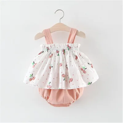 Spring Summer Children's Casual Cartoon Print Dress Suits Set Polyester/Cotton T-Shirts & Pants Wholesale