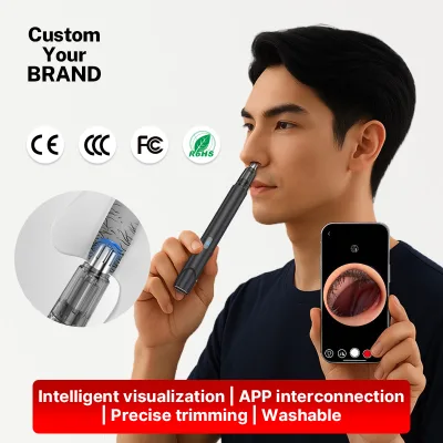 Smart Visual Nose Hair Trimmer WiFi App HD Camera Electric Nose Ear Hair Clipper Rechargeable Grooming Tool