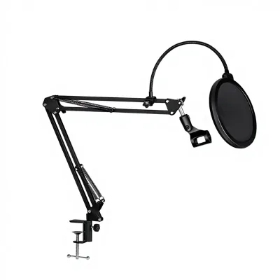 LKT-35A Desktop Live Bracket Condenser Boom Microphone Stand with Blowout Net