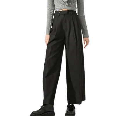 2022 High Fashion Wholesale Breathable Colored Wash Loose Fit Women's Pants 100% Polyester Office Lady Style