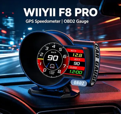 Hot Sale WiiYii F8 Pro GPS Speedometer Auto Meter OBD2 Gauge4" LCD Type-C 12 Languages 12V Universal Car Fuel Consumption